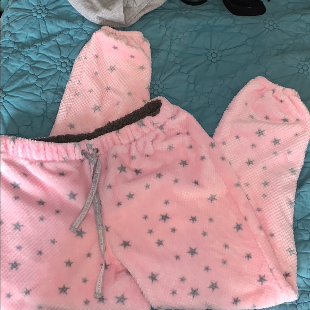 Fuzzy pink pajamas pants